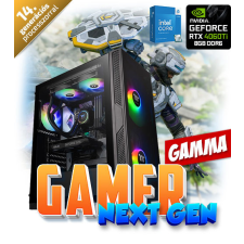  Gamer Next Gen Gamma 14.gen konfiguráció - i7-14700KF, 32GB DDR5 6000MHz RGB RAM, 500GB M.2 (3000/3500), HDD nélkül, RTX 4060 Ti 8GB asztali számítógép