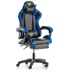 Gamer szék lábtámasszal – Fekete-kék forgószék