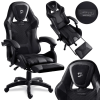  Gamer szék, Sofotel Specter, fekete, 42-52 cm ülésmagasság, gumírozott kerekek, lábtartós, dönthető, fejpárnával, 120 kg teherbírás