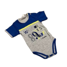 GAMEX Gemex Rövid ujjú Body - Kék/Szürke Feliratos - 74 kombidressz, body