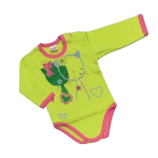 GAMEX Hosszú ujjú body - Zöld/Rózsaszín Cicás - kombidressz, body