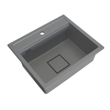 Gamma QUADRO 5850 gránit mosogató automata dugóemelő, szifonnal, szürke, beépíthető mosogatótálca