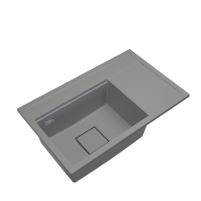 Gamma Quadro 8151 jobbos gránit mosogató, szifonnal, szürke, beépíthető mosogatótálca