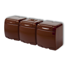 GAO 22161B Aquastar 3-as földelt dugalj, falon kívüli, csapfedeles, IP54, barna színben villanyszerelés