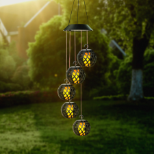 Garden Of Eden Felakasztható szolár lámpa - lánghatással - 5 gömb - 7 cm - 50 LED kültéri világítás