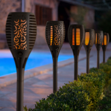 Garden Of Eden Lángokat imitáló szolár LED lámpa - fekete - műanyag - 450 x 100 mm kültéri világítás