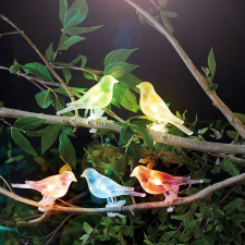 Garden Of Eden Szolár fényfüzér - madárka, csipeszes - 80 cm - 5 színes, RGB LED kültéri világítás