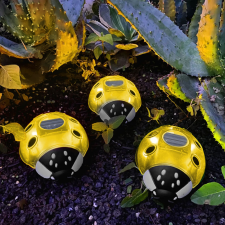 Garden Of Eden Szolár katicabogár - sárga - 14,5 x 12 x 6 cm - 6 melegfehér LED kültéri világítás