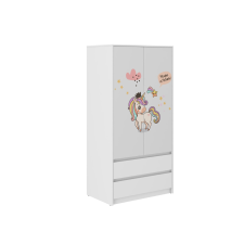  Gardróbszekrény B9  2 ajtós - 2  fiókos szivárvány unikornos bútor