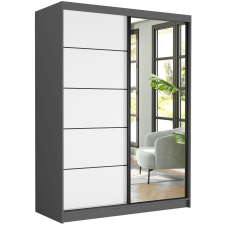  Gardróbszekrény Rivano VI. 150x200x60cm tükörrel, szürke bútor