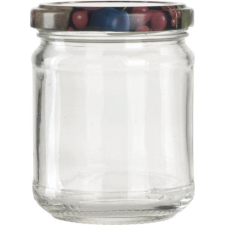 Gastro Lekvár befőttes üveg, 212 ml, kerek, gyümölcs mintájú tető, Gastro konyhai eszköz