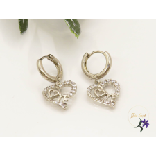  Gauri white antiallergén szives csöngős fülbevaló -rodium fülbevaló