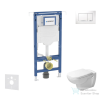 Geberit Duofix falra szerelhető WC szett, Duravit D-Code rimless WC soft close ülőkével, Geberit Sigma 30 fehér/króm nyomólappal SANI11CP3105
