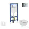 Geberit Duofix falra szerelhető WC szett, Ideal Standard Tesi Aquablade WC soft close ülőkével, Geberit Sigma 01 fényes króm nyomólappal SANI11CD3134