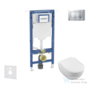 Geberit Duofix falra szerelhető WC szett, Villeroy &amp; Boch Subway 2.0 CeramicPlus WC soft close ülőkével, Geberit Sigma 30 matt/fényes króm nyomólappal SANI11CK2101