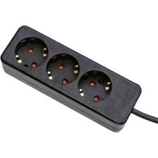 Gebro 106141 Hálózati elosztó 3 részes Fekete Védőérintkezős 1,5m (g106141) hosszabbító, elosztó