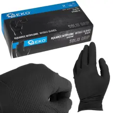 Geko Nitril védőkesztyű SOLID GRIP – 50 db/csomag, M méret, fekete