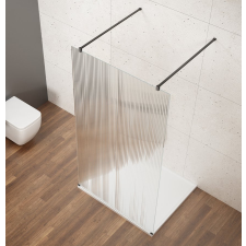 Gelco VARIO BLACK Szabadon álló zuhanyfal merőleges merevítőkkel, nordic üveg, 1000mm kád, zuhanykabin