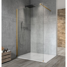 Gelco VARIO GOLD MATT Fix zuhanyfal, fali profillal, merőleges merevítő nélkül, transzparent üveg, 1300mm kád, zuhanykabin