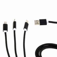 Gembird 3az1-ben USB-A - Lightning/microUSB/USB-C töltőkábel 1m fekete (CC-USB2-AM31-1M) (CC-USB2-AM31-1M) mobiltelefon kellék