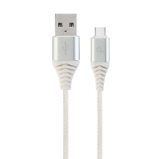 Gembird CC-USB2B-AMCM-1M-BW2 Premium cotton braided Type-C USB charging and data cable 1m Silver/White kábel és adapter