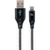 Gembird CC-USB2B-AMCM-1M-BW Premium cotton braided Type-C USB charging and data cable 1m Black/White (CC-USB2B-AMCM-1M-BW)