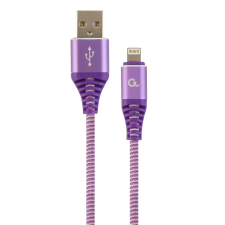 Gembird CC-USB2B-AMLM-1M-PW Lightning kábel Lila, Fehér kábel és adapter