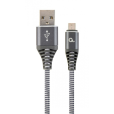 Gembird CC-USB2B-AMmBM-1M-WB2 Premium cotton braided microUSB charging and data cable 1m Space Grey/White kábel és adapter