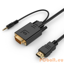 Gembird Gembird HDMI - VGA+Audio Adapter kábel 1.8m - Fekete kábel és adapter