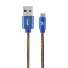 Gembird Premium Jeans (Denim) USB-A apa - MicroUSB-B apa Adat- és töltőkábel 2m - Kék