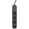 Gembird TSL-PS-S4U-01 Elosztó 4 alzat 2x USB 1.5m fekete kapcsolós