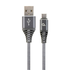 Gembird USB 2.0 A -> USB-C M/M adatkábel 1m szürke-fehér szövet borítás (CC-USB2B-AMCM-1M-WB2) (CC-USB2B-AMCM-1M-WB2) kábel és adapter