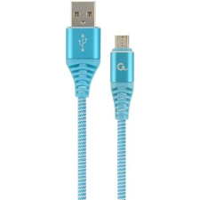 Gembird USB 2.0 A -> USB micro-B M/M adatkábel 2m kék-fehér szövet borítás (CC-USB2B-AMmBM-2M-VW) (CC-USB2B-AMmBM-2M-VW) mobiltelefon kellék