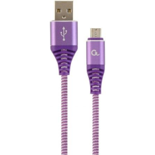 Gembird USB 2.0 A -> USB micro-B M/M adatkábel 2m lila-fehér szövet vorítás (CC-USB2B-AMmBM-2M-PW) (CC-USB2B-AMmBM-2M-PW) mobiltelefon kellék
