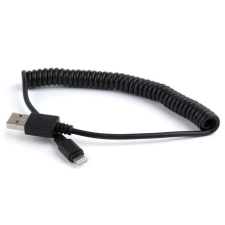  Gembird USB-A 2.0 -&gt; Lightning M/M adatkábel 1.5m fekete spirál kábel és adapter