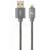 Gembird USB-A 2.0 -> Lightning M/M adatkábel 2m szürke Premium spiral metal (CC-USB2S-AMLM-2M-BG)
