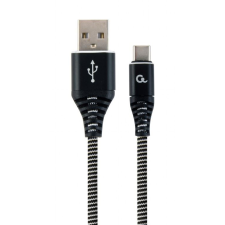 Gembird USB type-C - USB Type-A szövet borítású adat- és töltőkábel 2m fehér-fekete (CC-USB2B-AMCM-2M-BW) (CC-USB2B-AMCM-2M-BW) mobiltelefon kellék