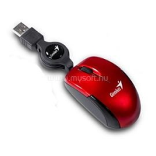 Genius Egér, vezetékes, optikai, kisméret, USB, "Micro Traveler", piros (31010125103/07) egér