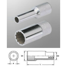 GENIUS TOOLS Dugókulcs - crowafej 1/2" 12 szög hosszú 25 mm Genius dugókulcs