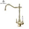 GetWell Heron-P, két karos, 3 utas Konyhai csap víztisztítókhoz Arany színben