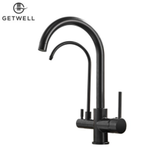 GetWell Sinuosity-L, két karos, 3 utas Konyhai Csap Víztisztítókhoz fekete színben csaptelep