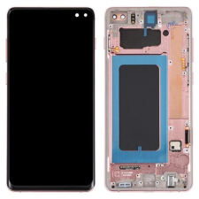 GH82-18834J Samsung Galaxy S10 Plus rózsaszín LCD kijelző érintővel kerettel előlap mobiltelefon, tablet alkatrész