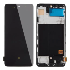  GH82-23774A Samsung Galaxy A51 OLED kijelző érintővel fekete kerettel előlap mobiltelefon, tablet alkatrész