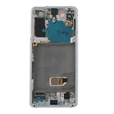  GH82-27254A Samsung Galaxy S21 5G ezüst OLED kijelző érintővel kerettel előlap mobiltelefon, tablet alkatrész
