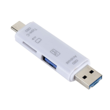 Gigapack Adapter 5in1 (USB + microUSB + Type-C aljzat, microSD / pendrive olvasó, OTG) FEHÉR Xiaomi Poco F5 Pro, Realme C53, OnePlus 10T 5G, Motorola Moto G62 5G (XT2223), Honor 90 5G, Lenovo Tab M8 Gen4 (TB kábel és adapter
