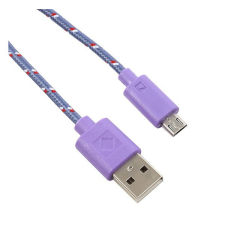 Gigapack Adatkábel és töltő (USB - microUSB, 200cm, szőtt / cipőfűző minta) LILA kábel és adapter