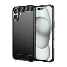 Gigapack Apple iPhone 16 szilikon telefonvédő (ütésállóság, légpárnás sarok, szálcsiszolt, karbon minta) fekete mobiltelefon kellék