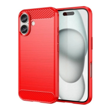 Gigapack Apple iPhone 16 szilikon telefonvédő (ütésállóság, légpárnás sarok, szálcsiszolt, karbon minta) piros mobiltelefon kellék