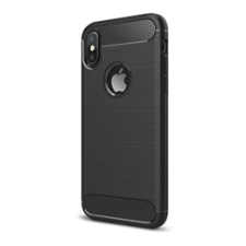 Gigapack Apple iPhone XS Szilikon telefonvédő (légpárnás sarok, szálcsiszolt, karbon minta, fekete) tok és táska