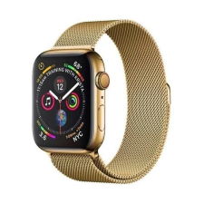 Gigapack Apple Watch Series 9 45mm pótszíj (egyedi méret, fém, milánói szíj, mágneses zár) arany okosóra kellék